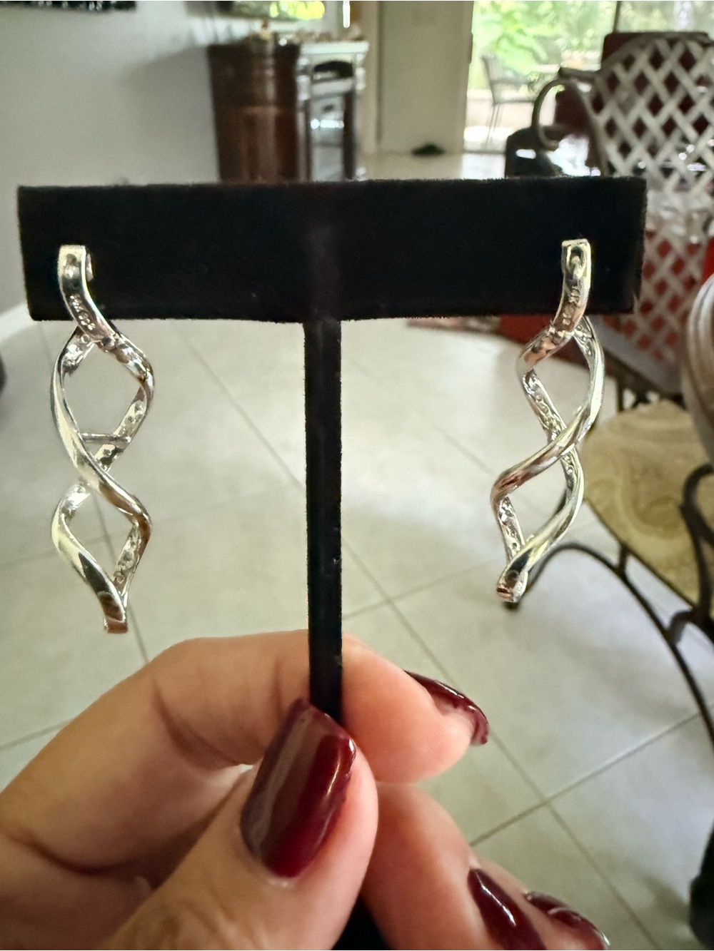14 karat white gold and natural diamond drop earrings